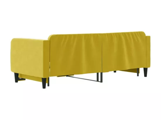 Lit de jour avec lit gigogne jaune 90x200 cm velours