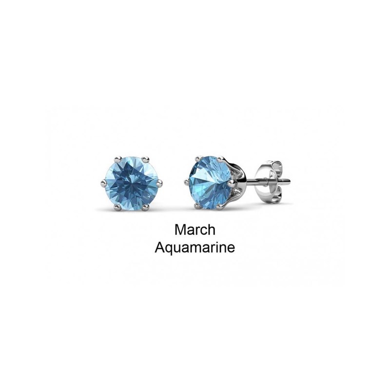 Boucles d'oreilles Birth Stone Mars - Argenté et Bleu clair