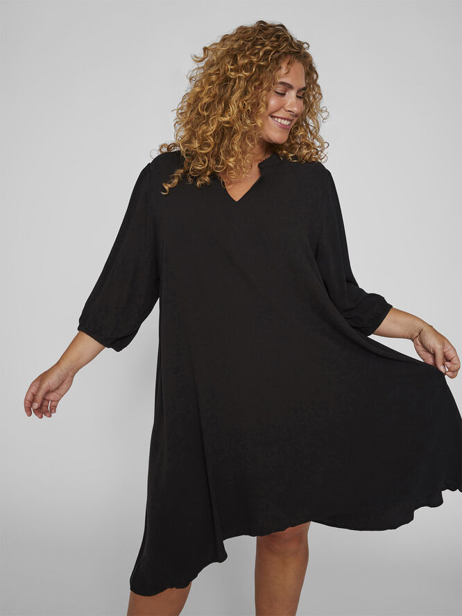 Evoked Vila VIMOASHLY MANDARIN SHORT DRESS/CUR Black