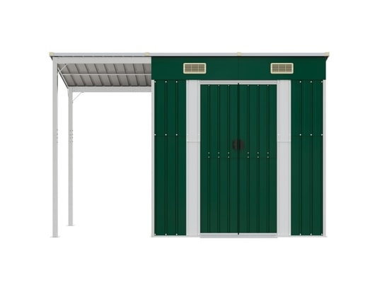 VIDAXL - Abri de jardin avec toit prolongé vert 277x110,5x181 cm acie...