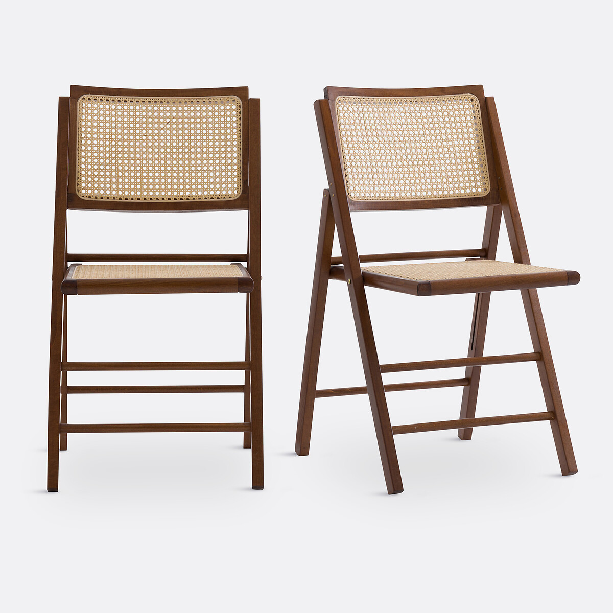 LA REDOUTE INTERIEURS<br>Conjunto de 2 cadeiras dobráveis em madeira de faia e rattan, Rivia