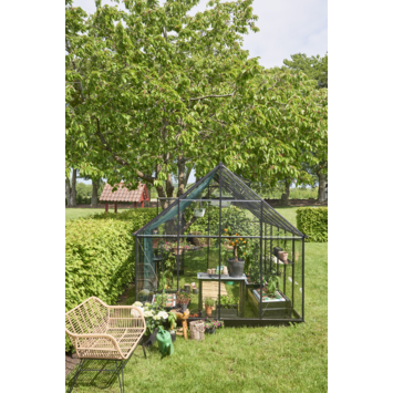 Tuinkas Royal Well Qube 812 zwart gecoat met 3mm veiligheidsglas