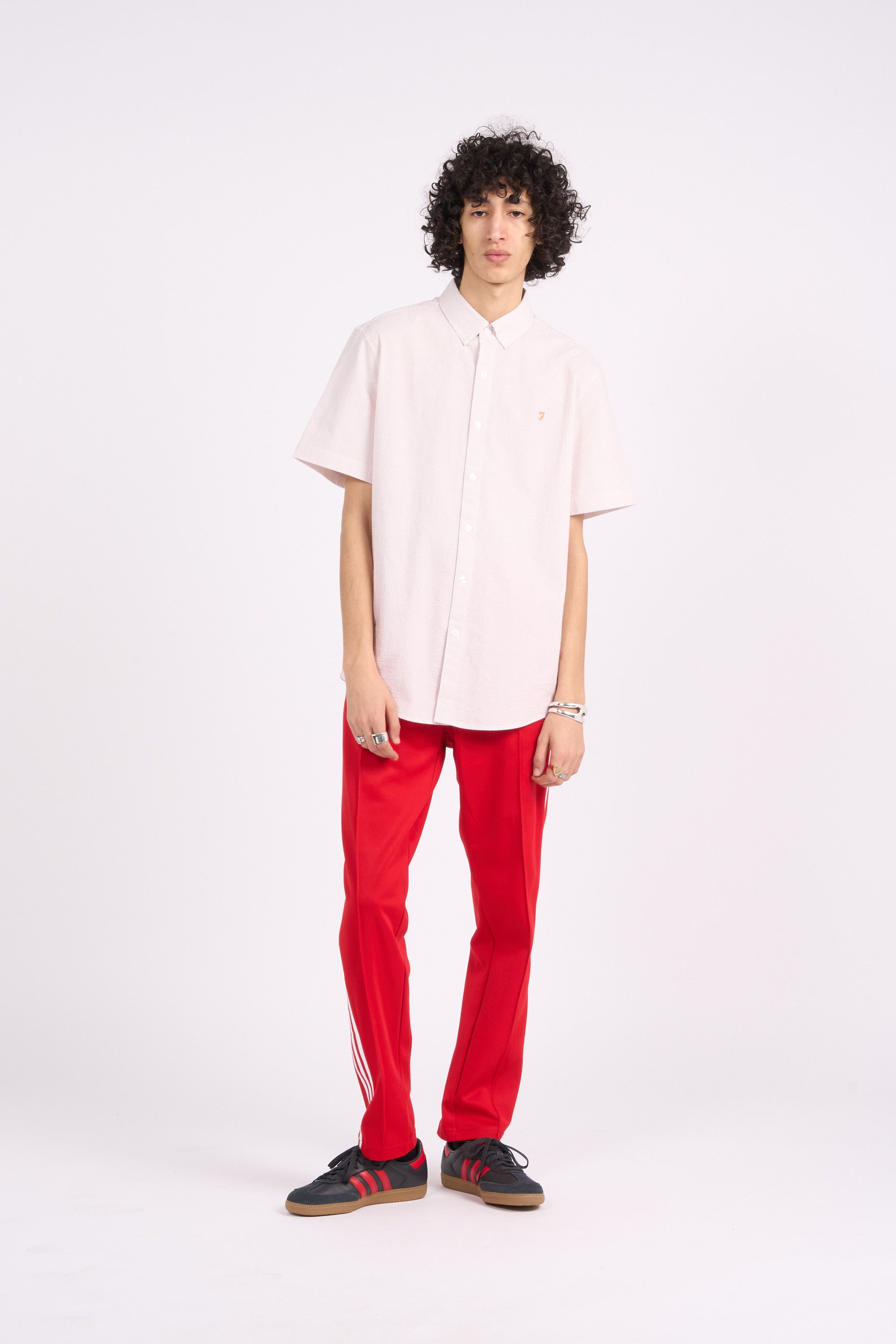 FARAH Chemise LEWIS  SEERSUCKER STRIPE Rose