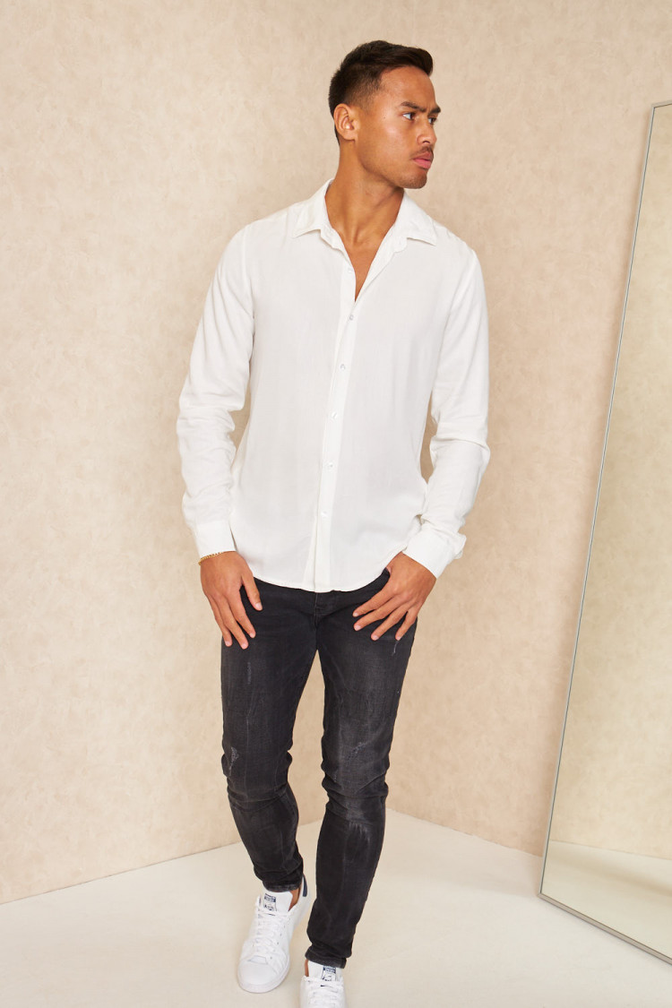 Chemise fluide manches longues blanche