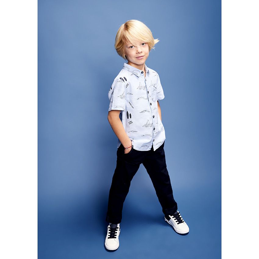 Chemise manches courtes imprimé fantaisie marin pour garçon - Bleu