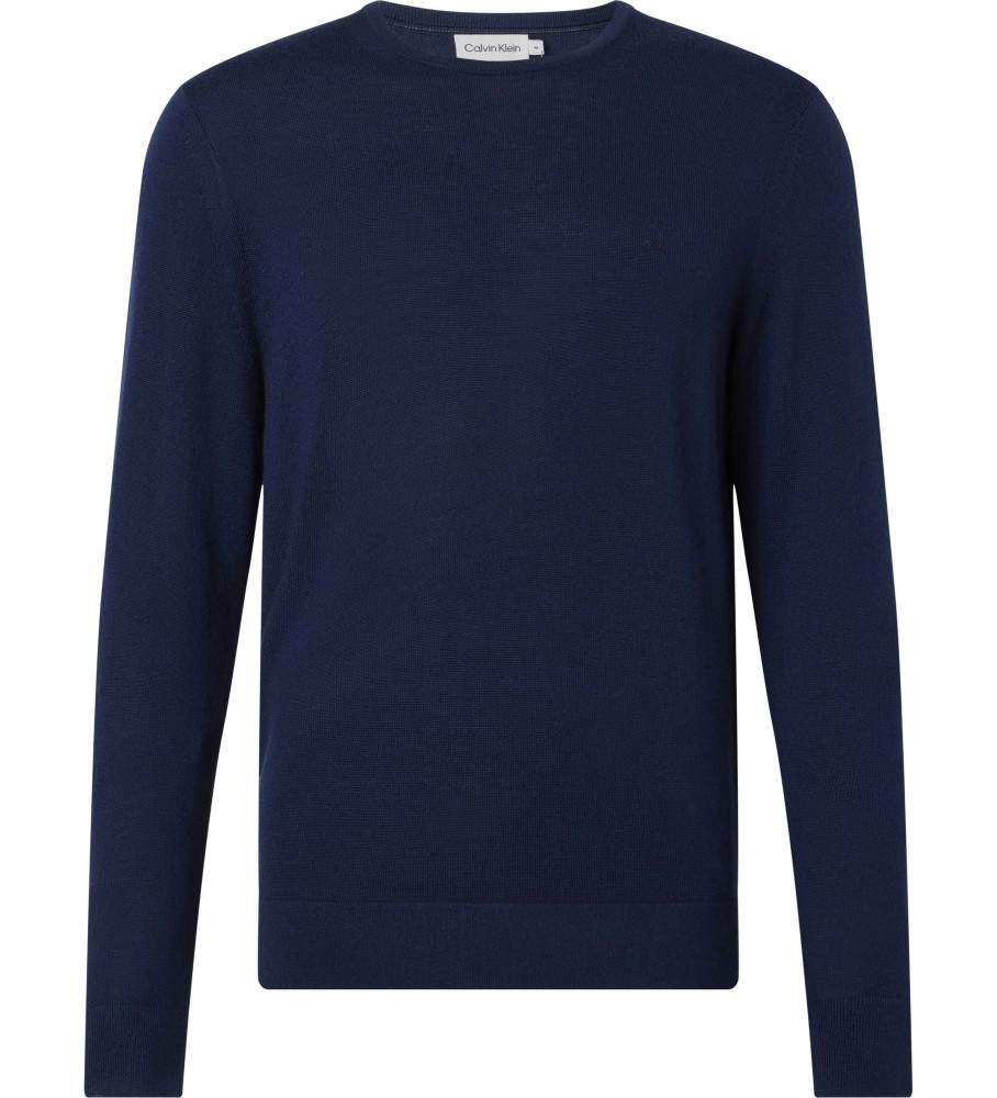 Suéter Calvin Klein azul-marinho em lã merino