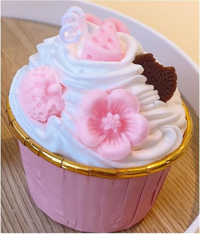 (8x7cm) Handmade Duft Kerze Aromatherapie Home Deko Cupcake Sojawachs Kerze - Rosa