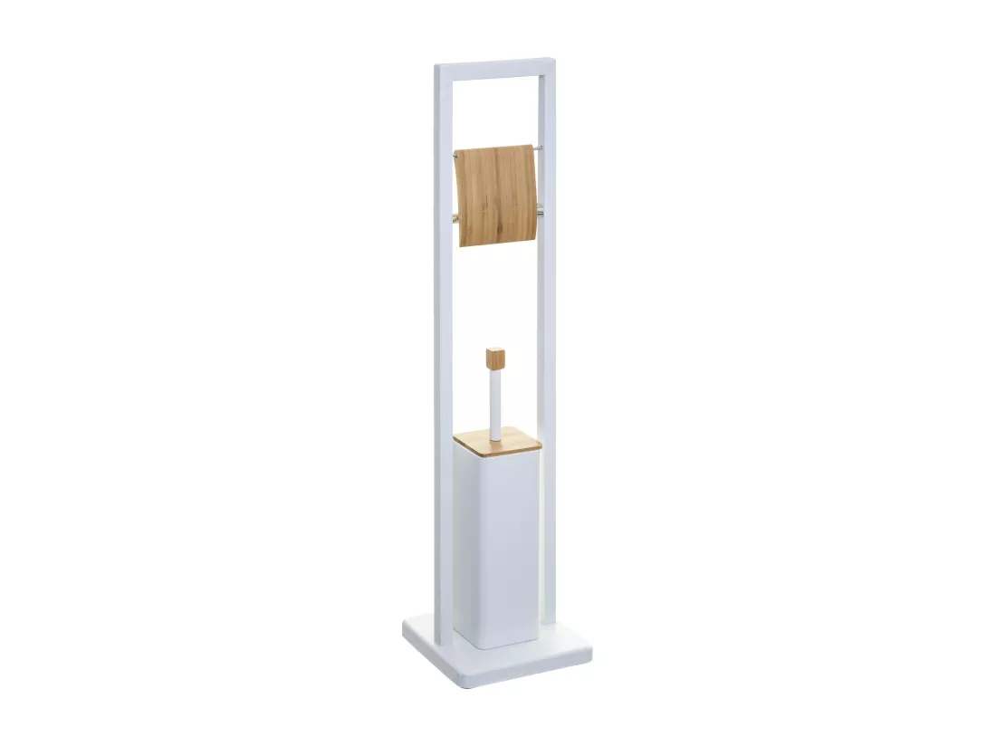 WELL HOME - Porte-papier toilette 'Natureo' avec porte-brosse WC en blanc fonctionnel Ø20x60cm