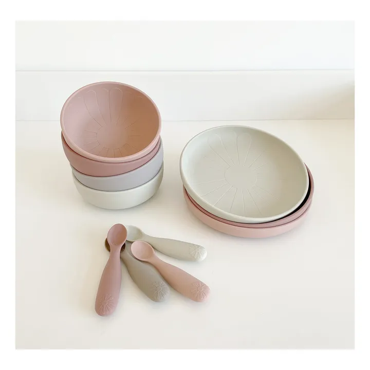 Cam Cam Assiette Flower en silicone - Set de 2 | Beige