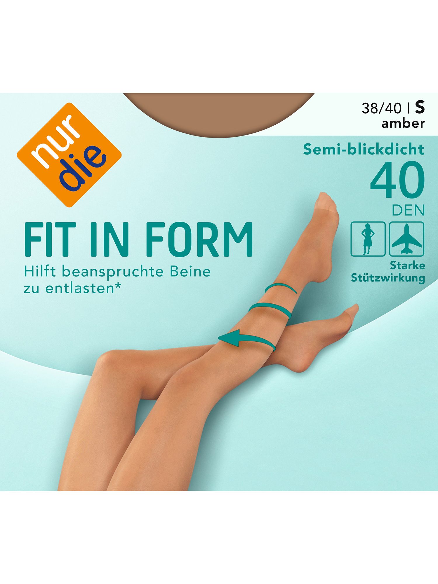 NUR DIE Feinstrumpfhose Fit in Form Große Größen 40 DEN - amber - 48-52