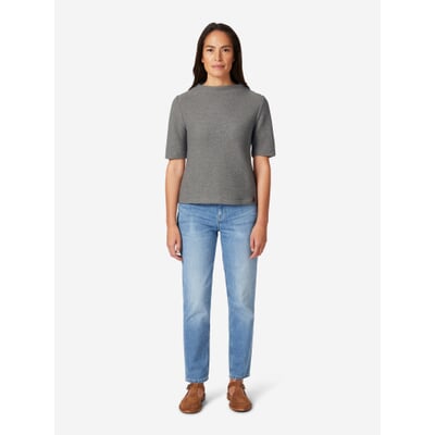 Damen-Strickshirt Halbarm, Graumelange