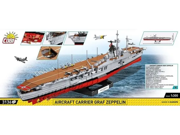 COBI Aircraft Carrier Graf Zeppelin, Byggesæt, 3 År, Plast, 3136 stk