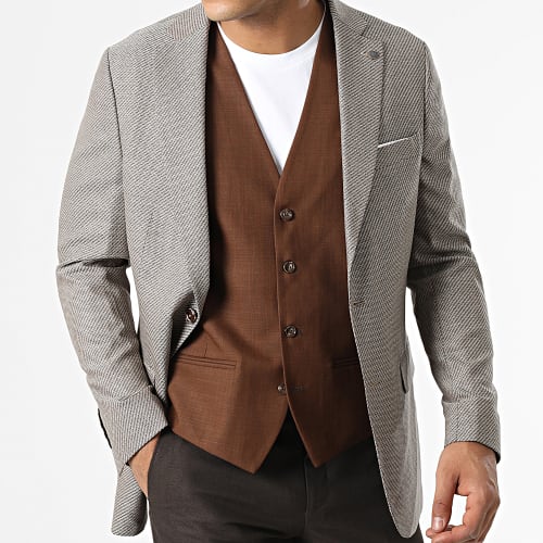 Ensemble Costume 3 Pièces 11489 Beige Camel Marron