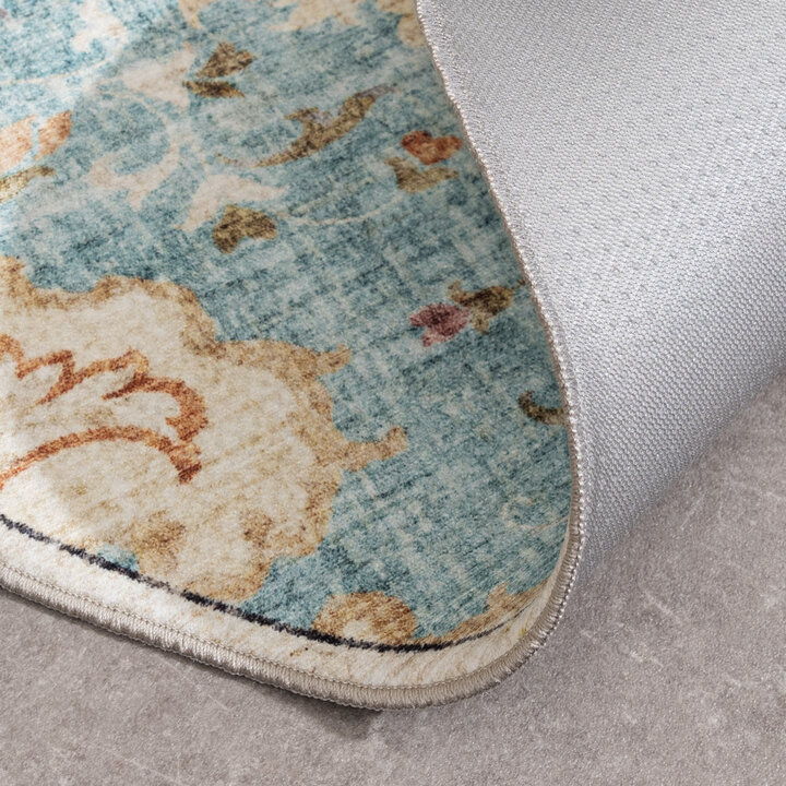 Rond vintage buitenkleed - Santo Mandala Lichtblauw