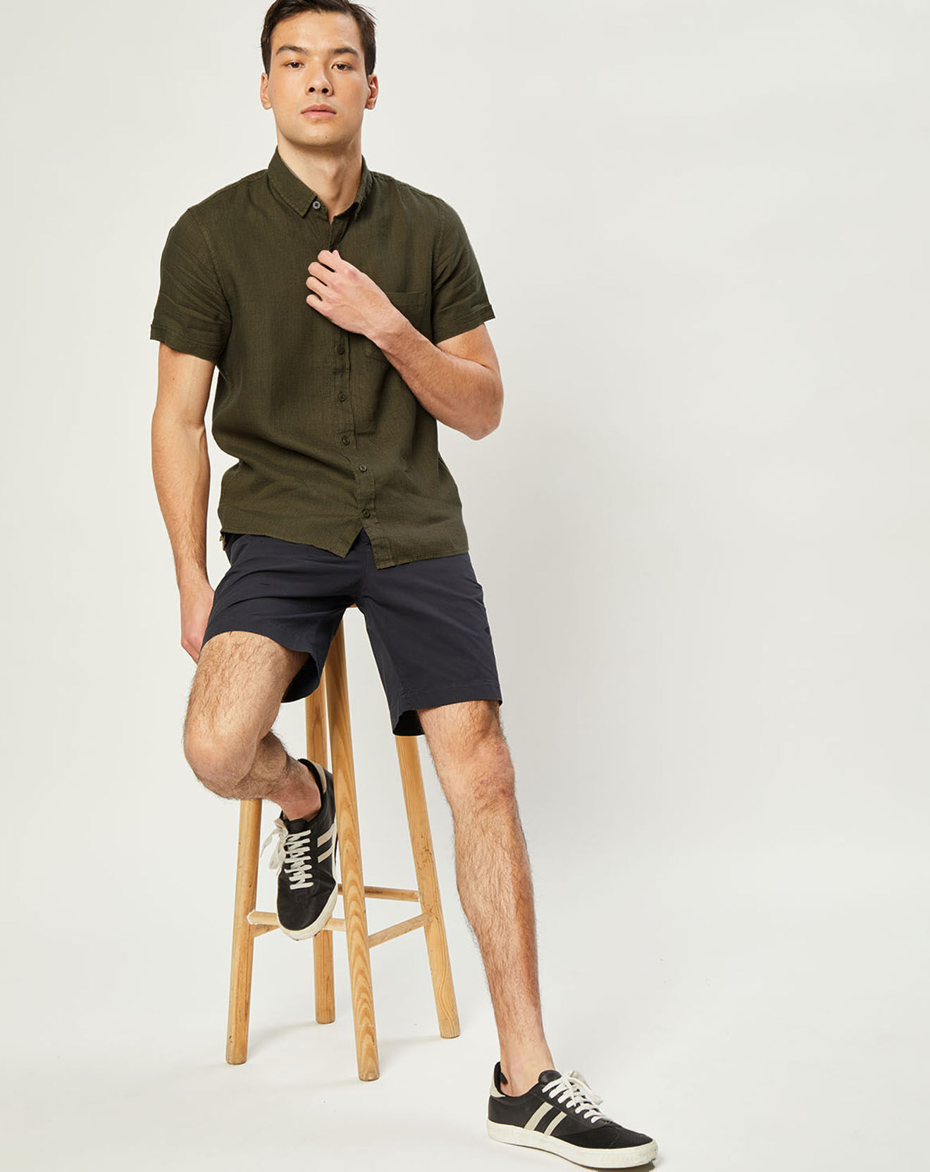 Harris Wilson Chemise 100% Lin Regular Fit Efe2 kaki