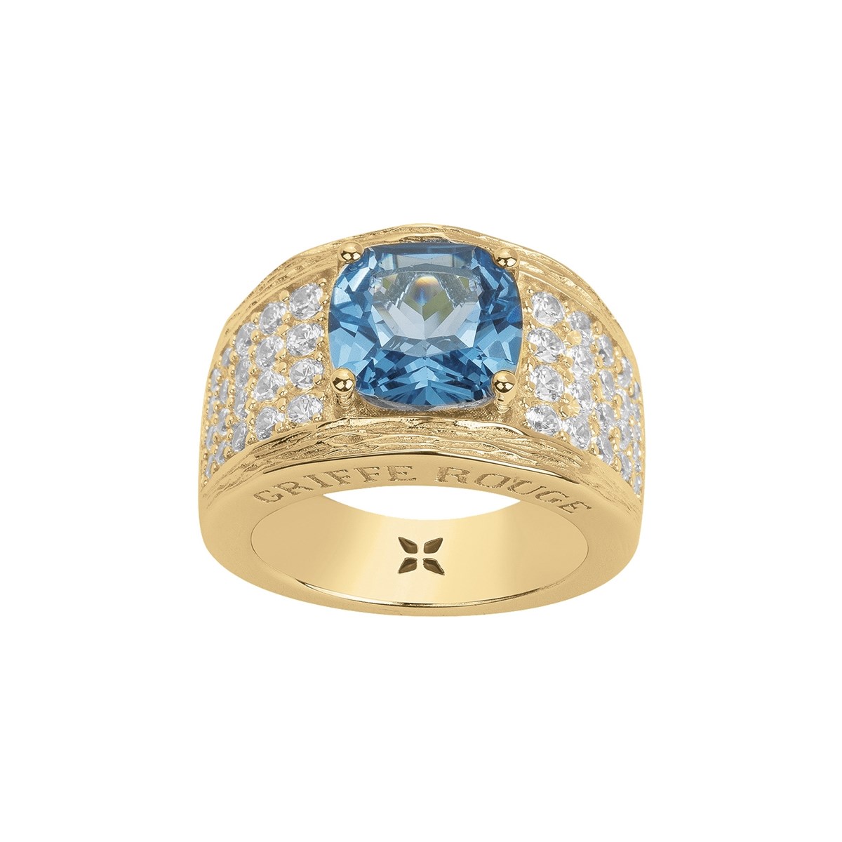 Bague MARGARET en Plaqué Or avec pierre synthétique bleu topaze