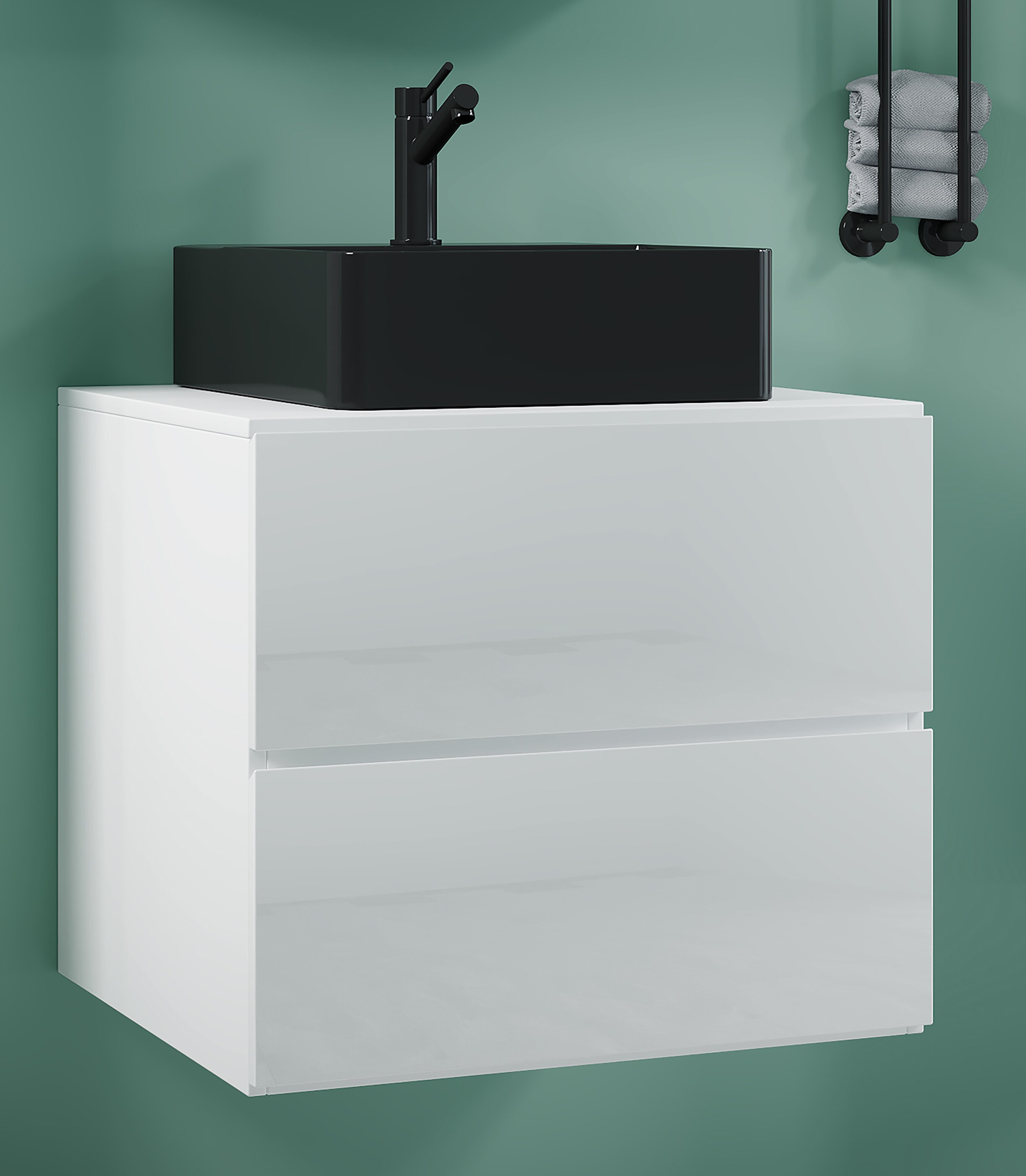 VCM 2-tlg. Waschplatz Waschtisch Badmöbel Set Waschbecken Lendas S BL Schublade