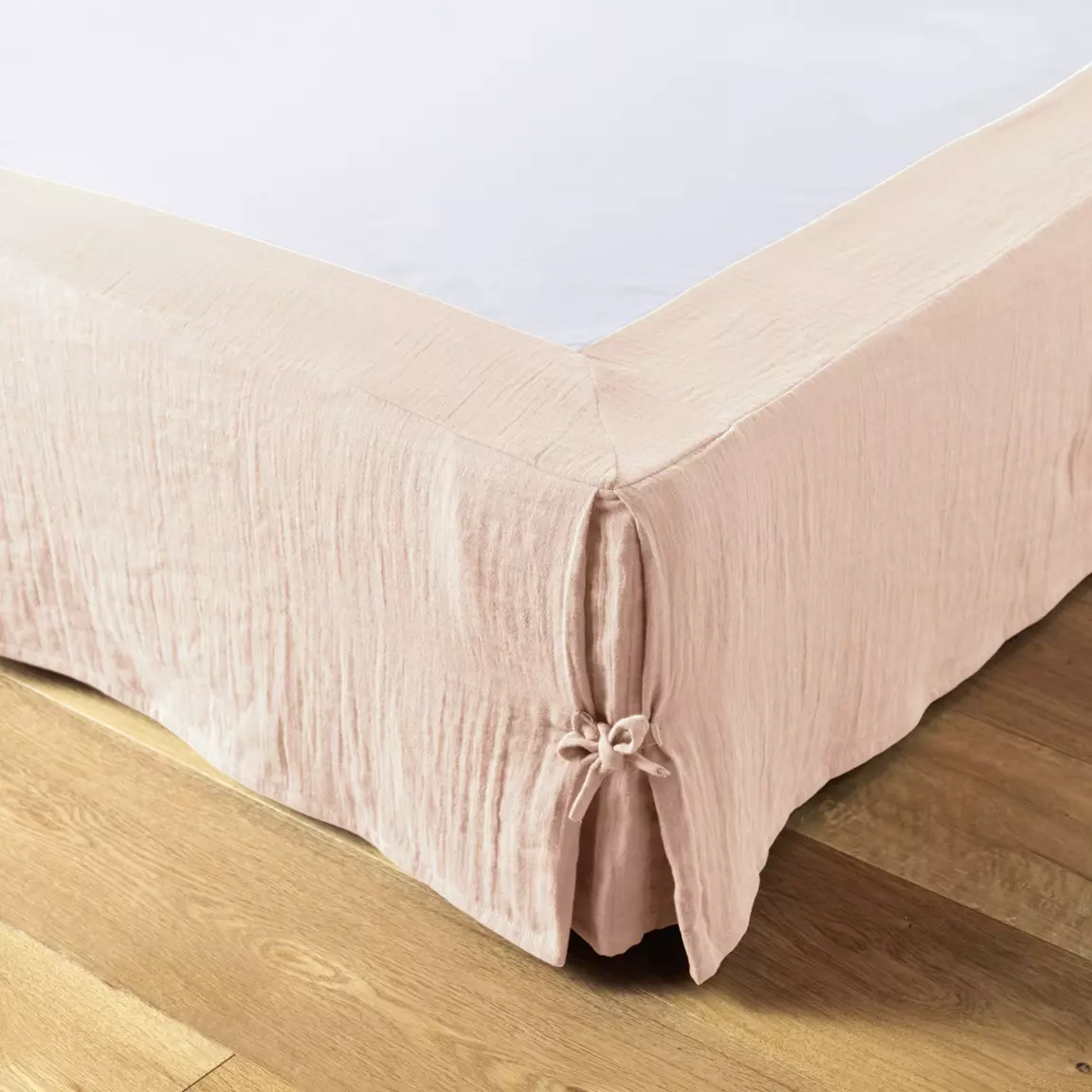 Cache-sommier Gaze de coton (160 x 200 cm) Gaïa Rose poudré