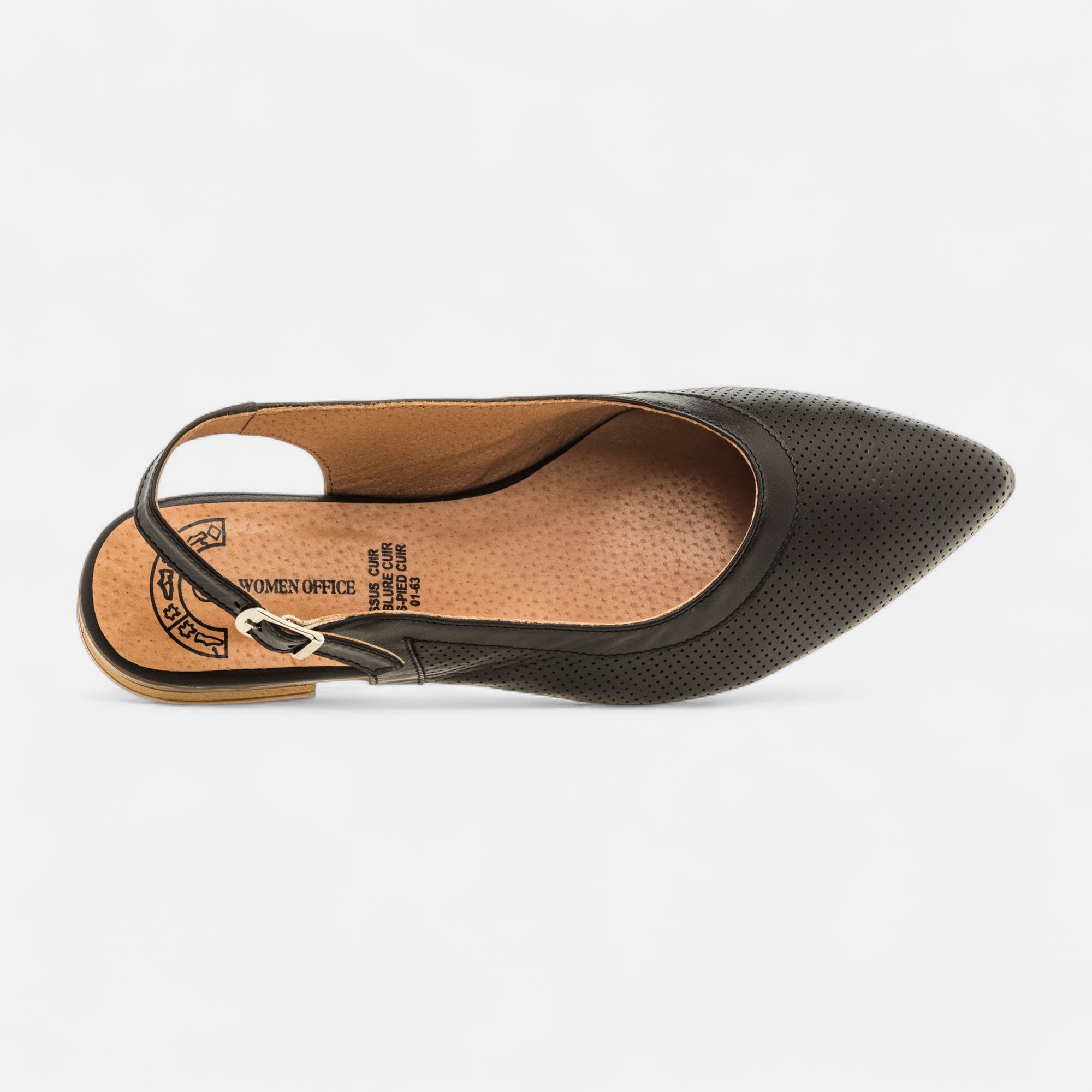 Escarpins avec bride arrière Femme en cuir noir