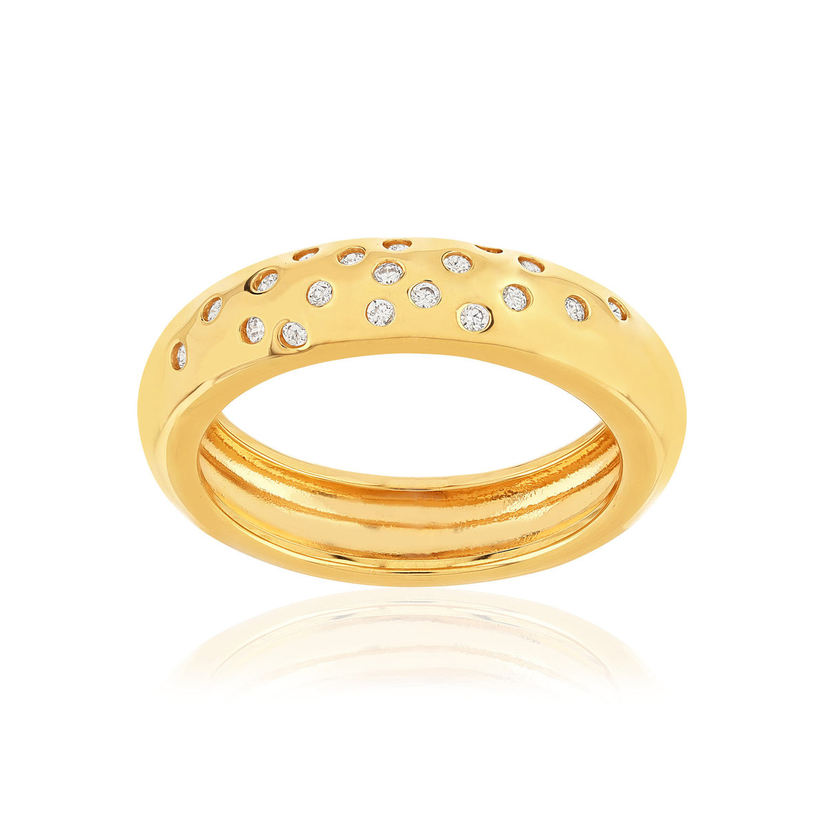 Bague plaqué or jaune zircons