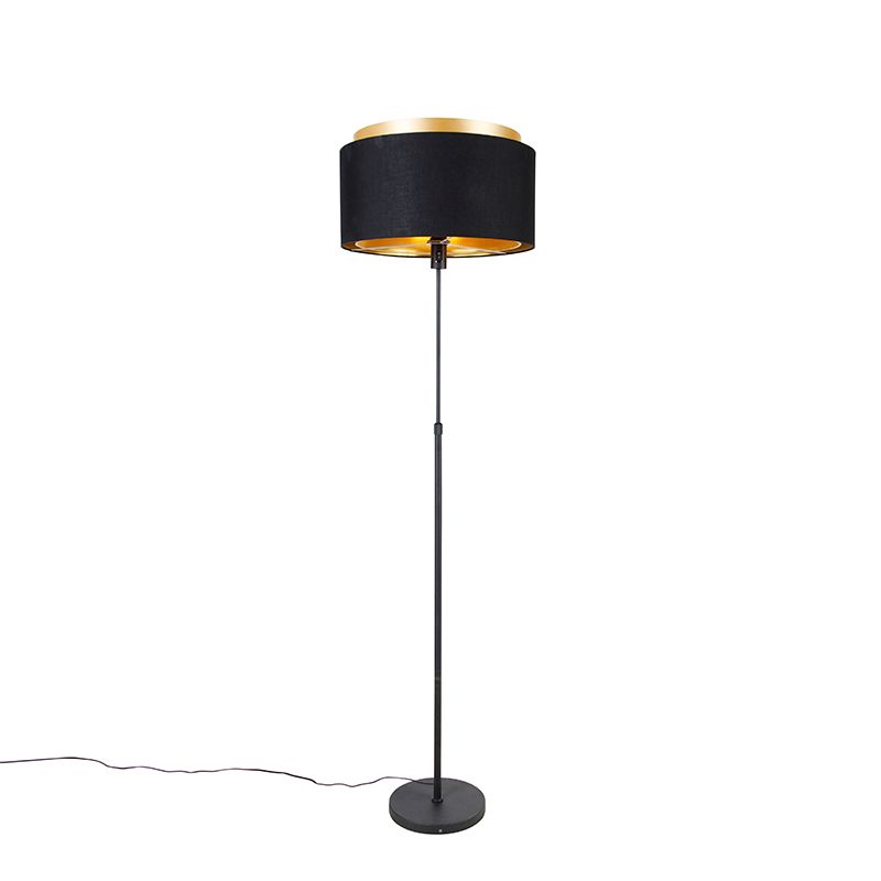 Moderne vloerlamp zwart met goud duo kap - Parte
