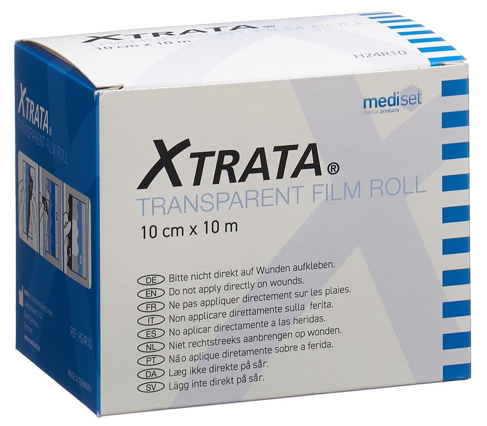 XTRATA transparenter Folienverband 10cmx10m hautfreundliche Fixation mit Lipo-Gel Rolle 1 Stk