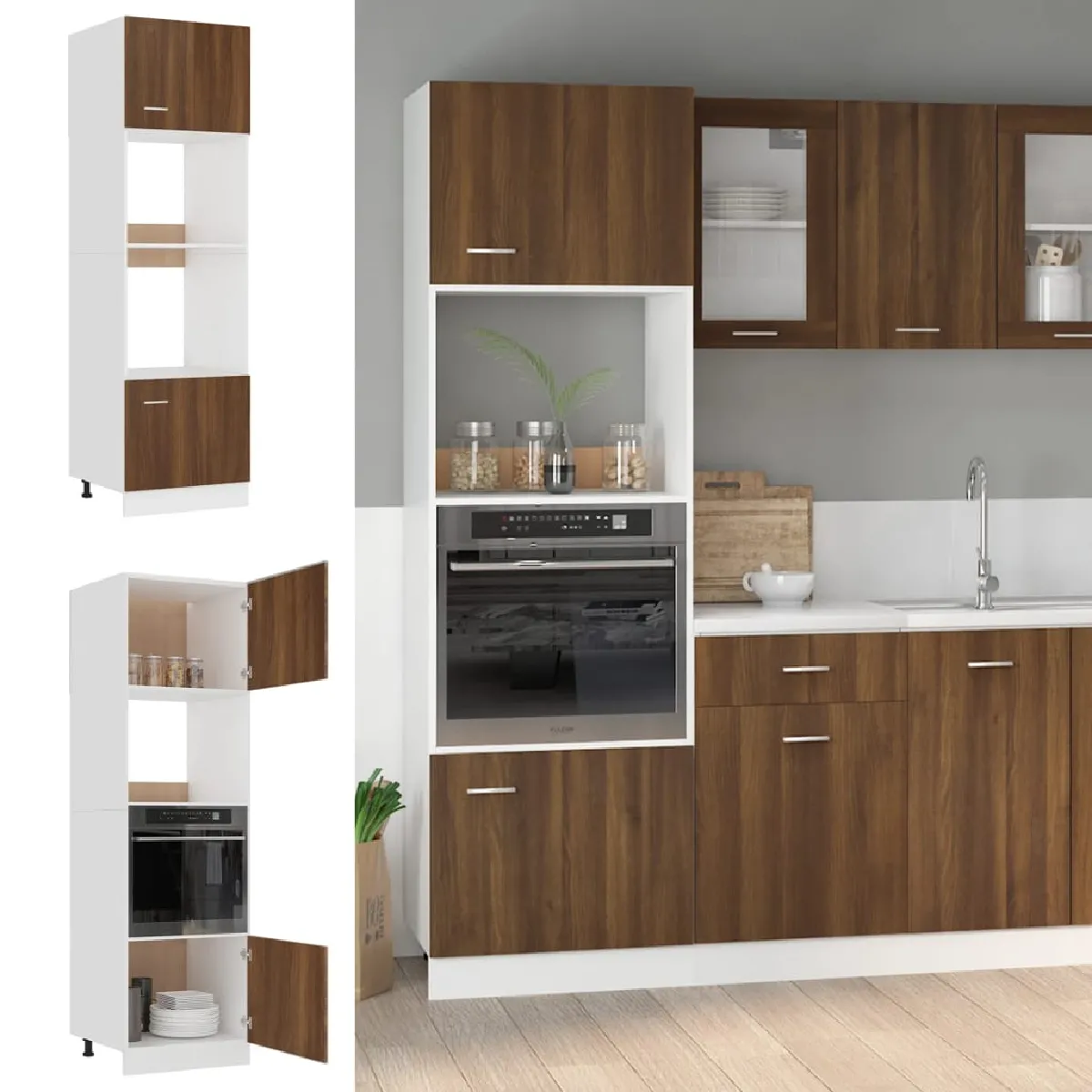 VidaXL Armoire à Micro-ondes Chêne Marron 60x57x207 cm