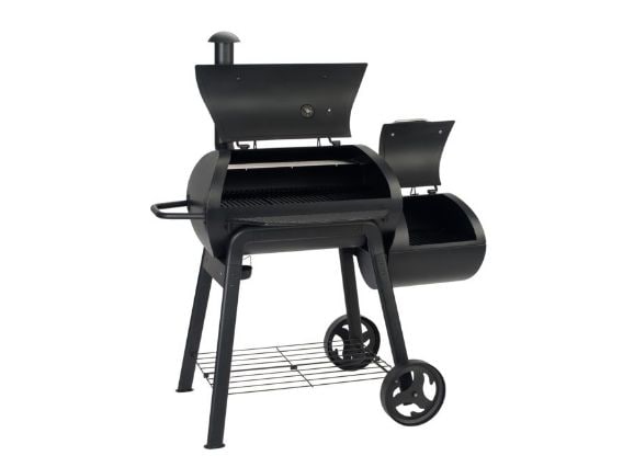 Landmann Holzkohlegrill Smoker Vinson 200 - Schwarz Mobiler Holzkohlegrill mit Ablagen