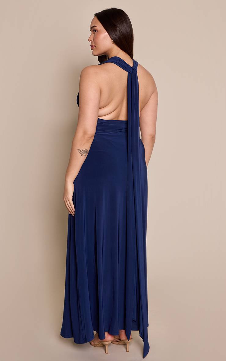 Bleu Marine Robe Maxi Multiposition En Tissu Slinky Grande Taille