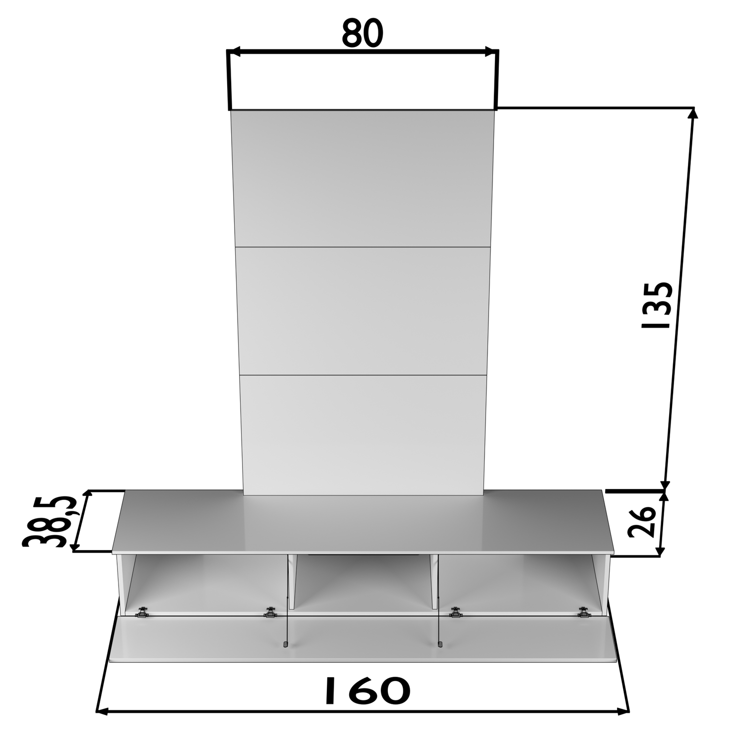 TroniTechnik® TV Board Lowboard Möbel Schrank Unterschrank Weiß Hochglanz VELAN, mit LED, gegen Kabelsalat, Melamin