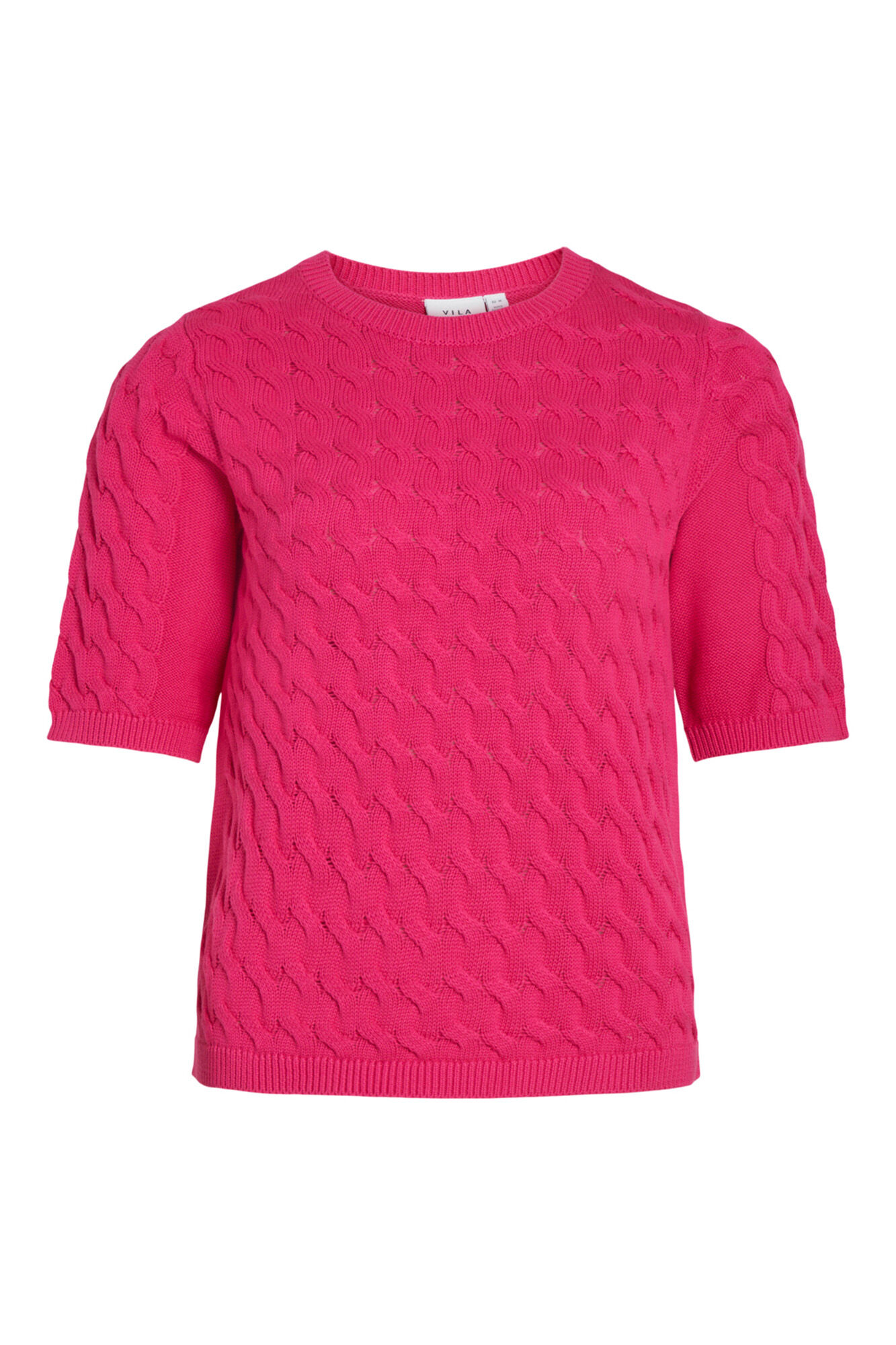 Suéter de tricô com mangas curtas - Rosa