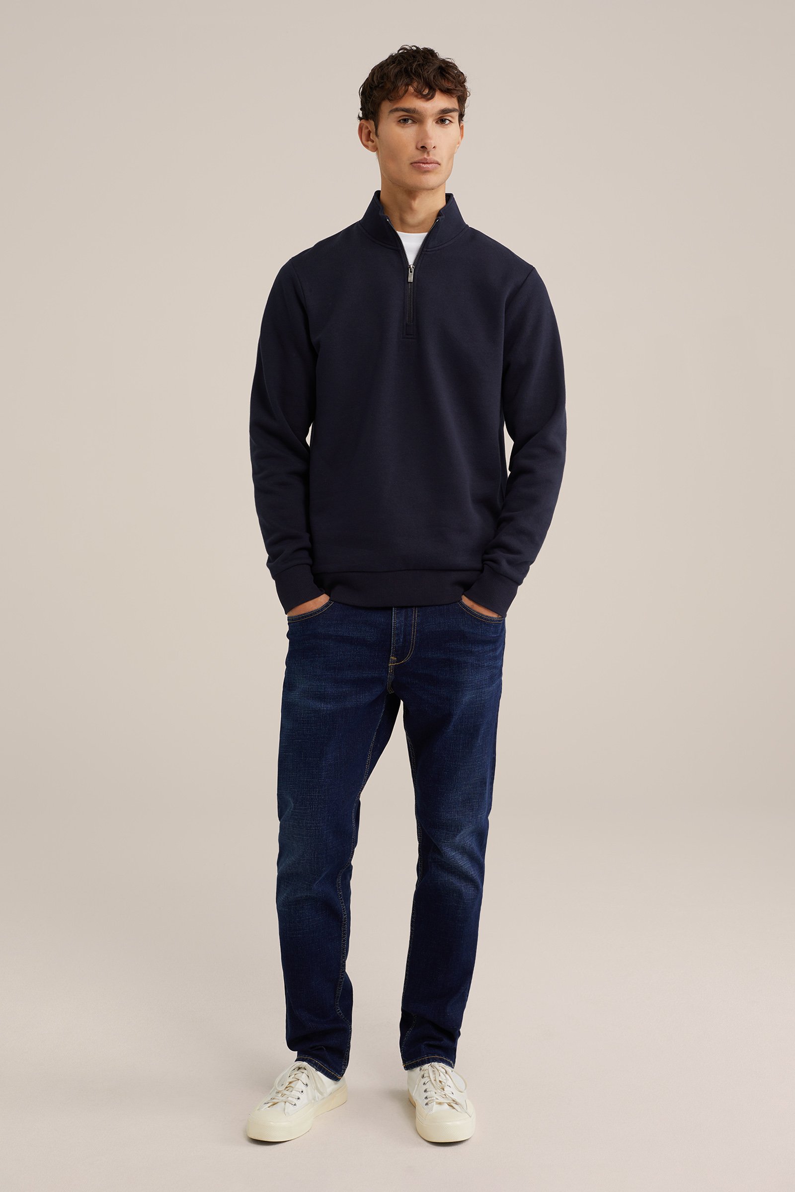 sweater met rits WE Fashion Donkerblauw