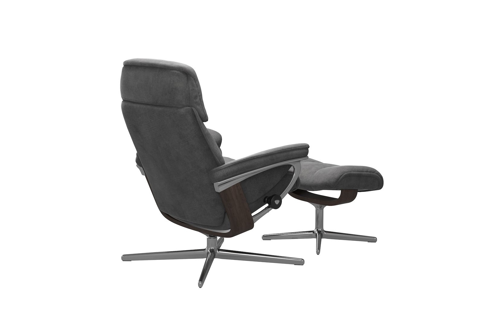 Ruby lenestol med krakk Tekstil Magnolia Light Grey - Cross Chrome - Wengebeiset