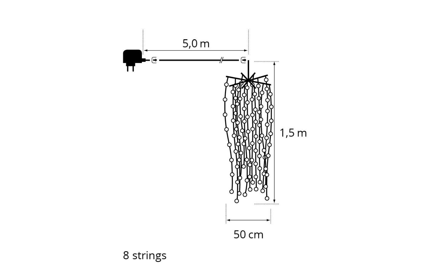 LED-Lichtervorhang Waterfall 1.5 m, SchwarzAngelhair