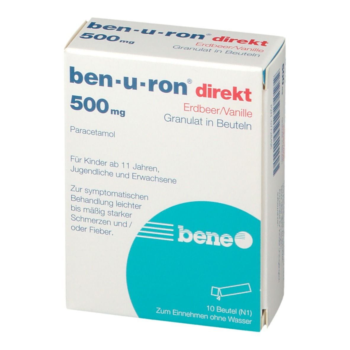 ben-u-ron® direkt 500 mg Granulat Erdbeer/Vanille