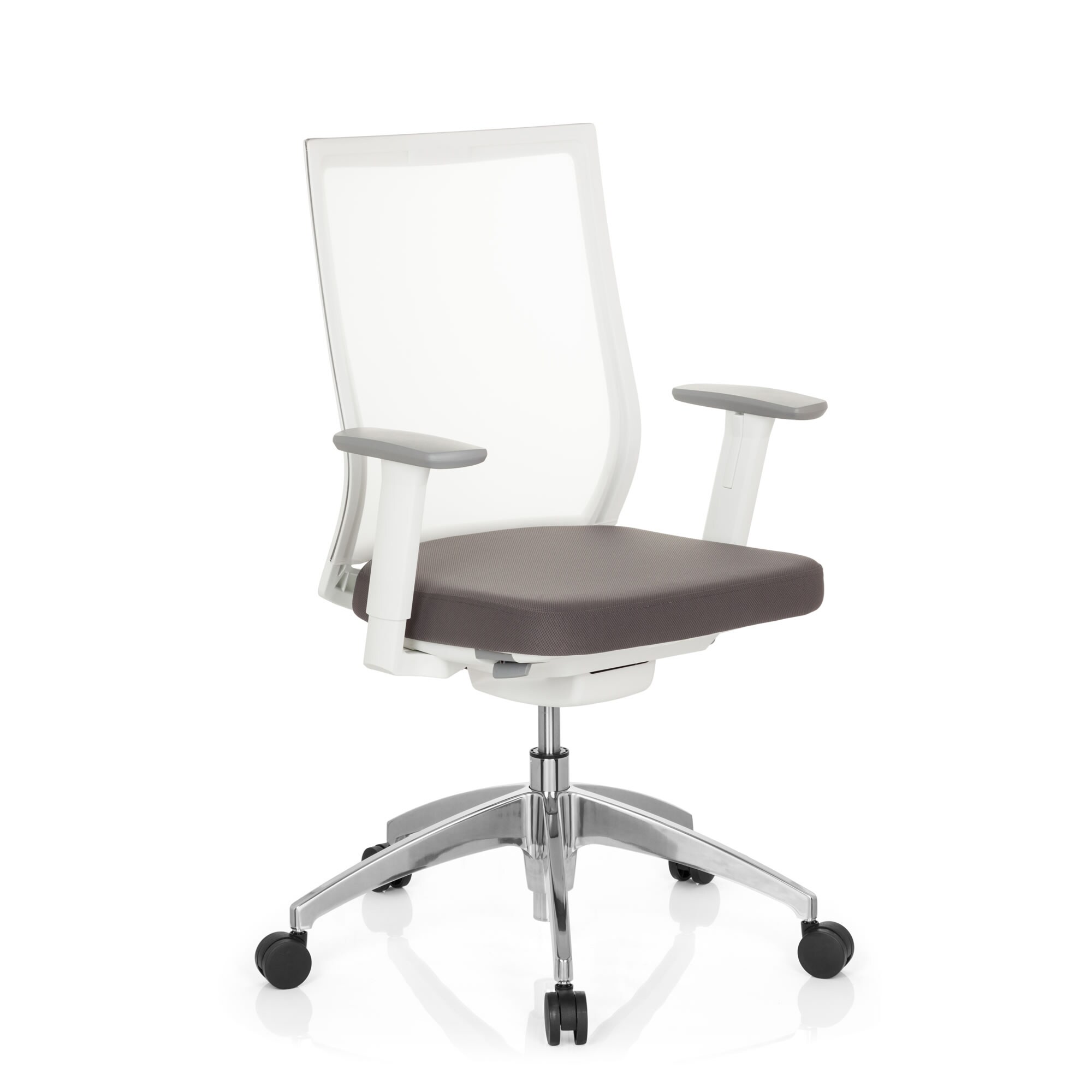 Profi Bürostuhl ASPEN WHITE Stoff/Netzstoff mit Armlehnen (höhenverstellbar) hjh OFFICE