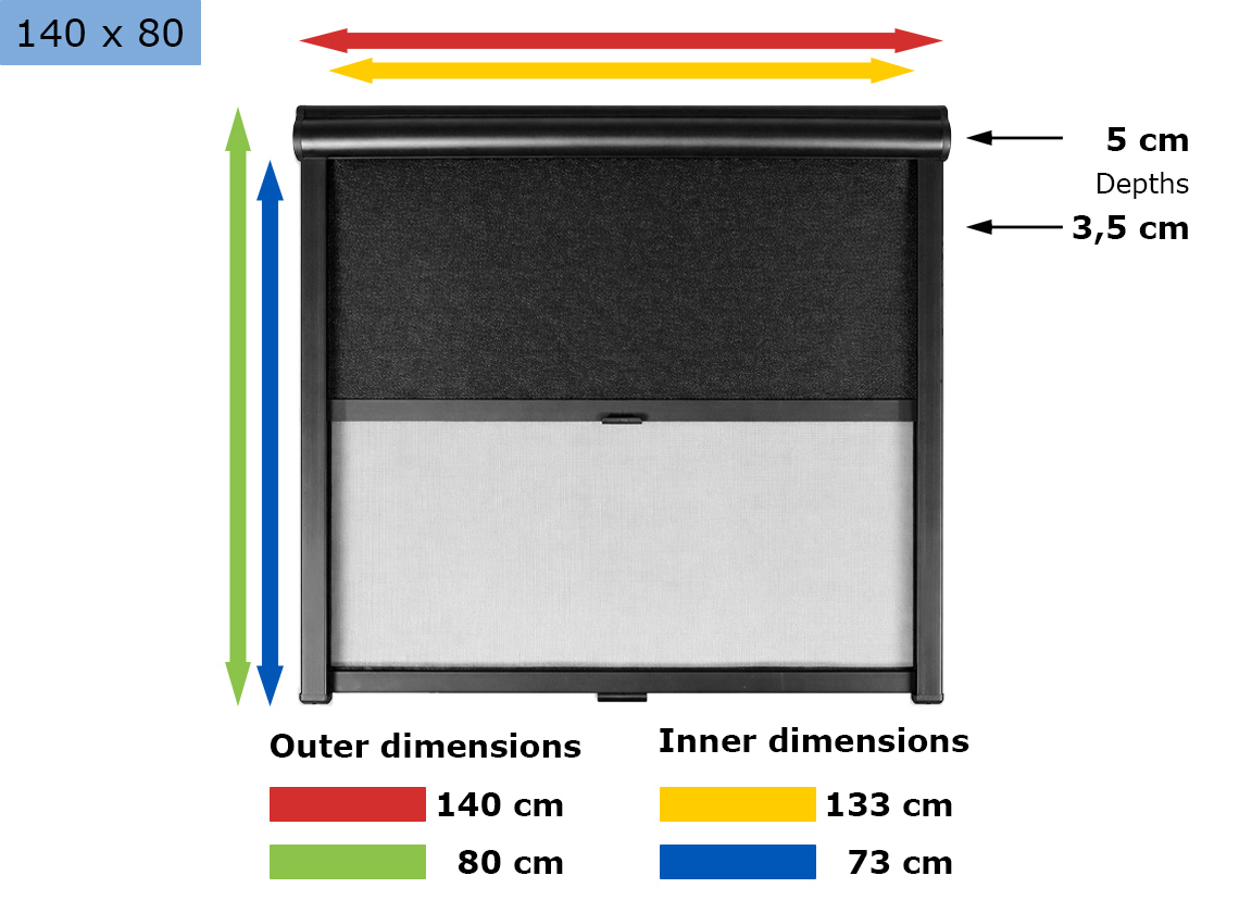 Obelink Velum combirollo black - 140 x 80 cm