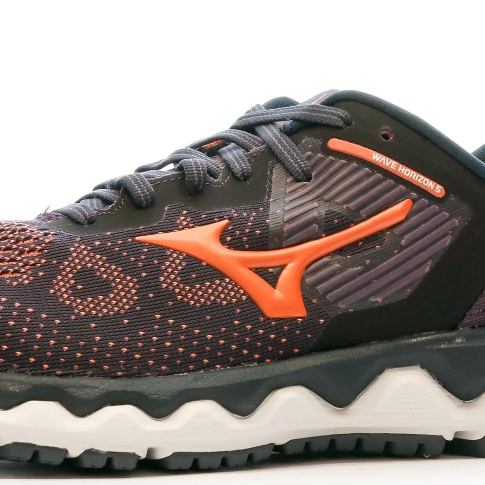 Mizuno Chaussure Running Noir/Orange Femme Mizuno Wave Horizon 5 W