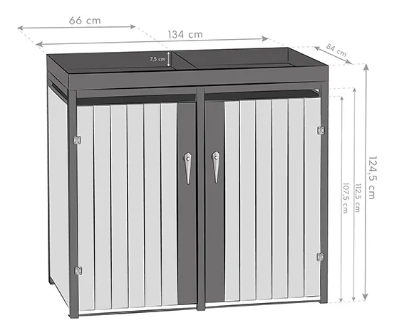 Mülltonnenbox mit Blumenkasten, anthrazit