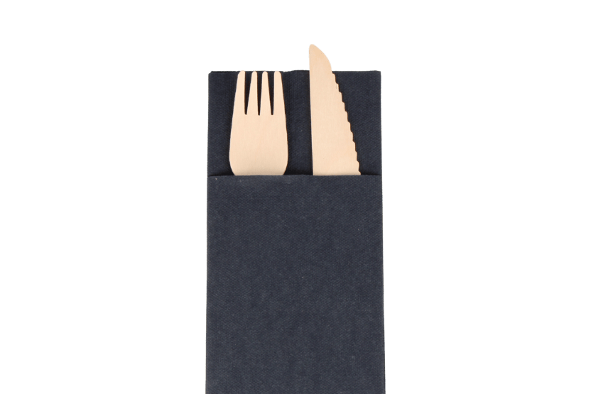 Servet airlaid bestekvouw 32x40cm zwart