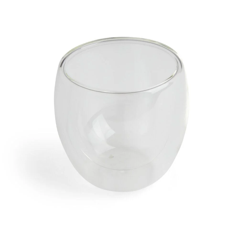 Lot de 2 tasses double paroi verre transparent 250ml