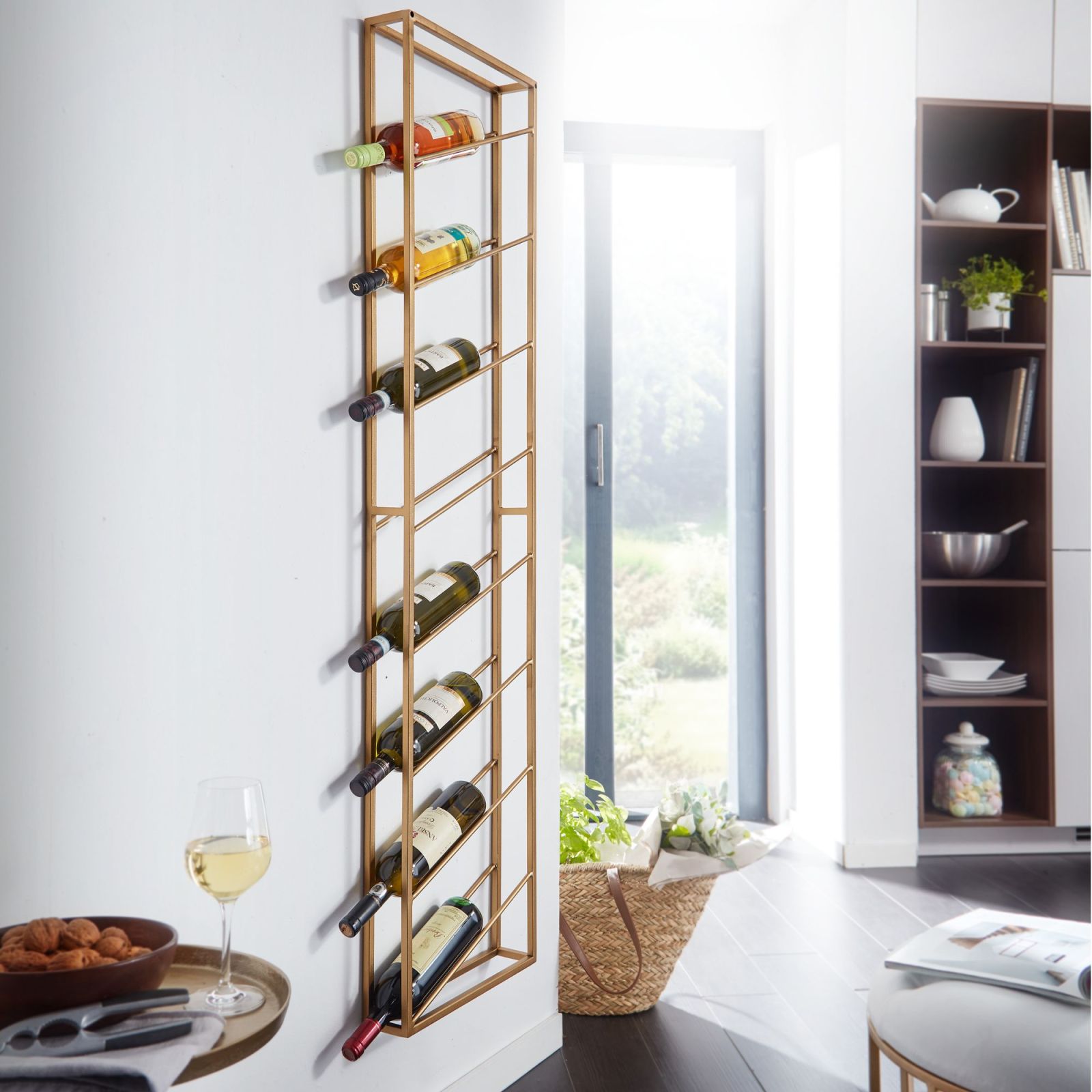 Weinregal - gold - 8 Fächer - 36x150 cm