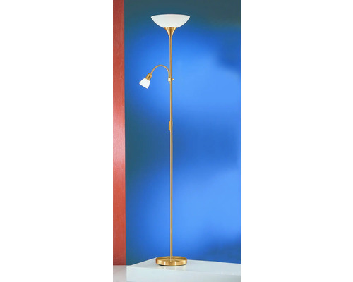 Staande lamp, 2-lichts, H 178 cm, inbouw, messing