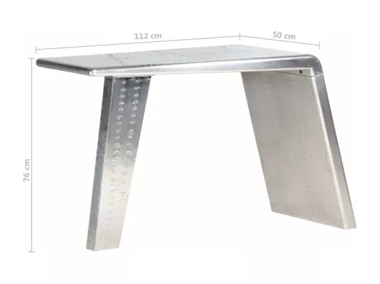 Bureau style avion Argenté 112x50x76 cm Métal