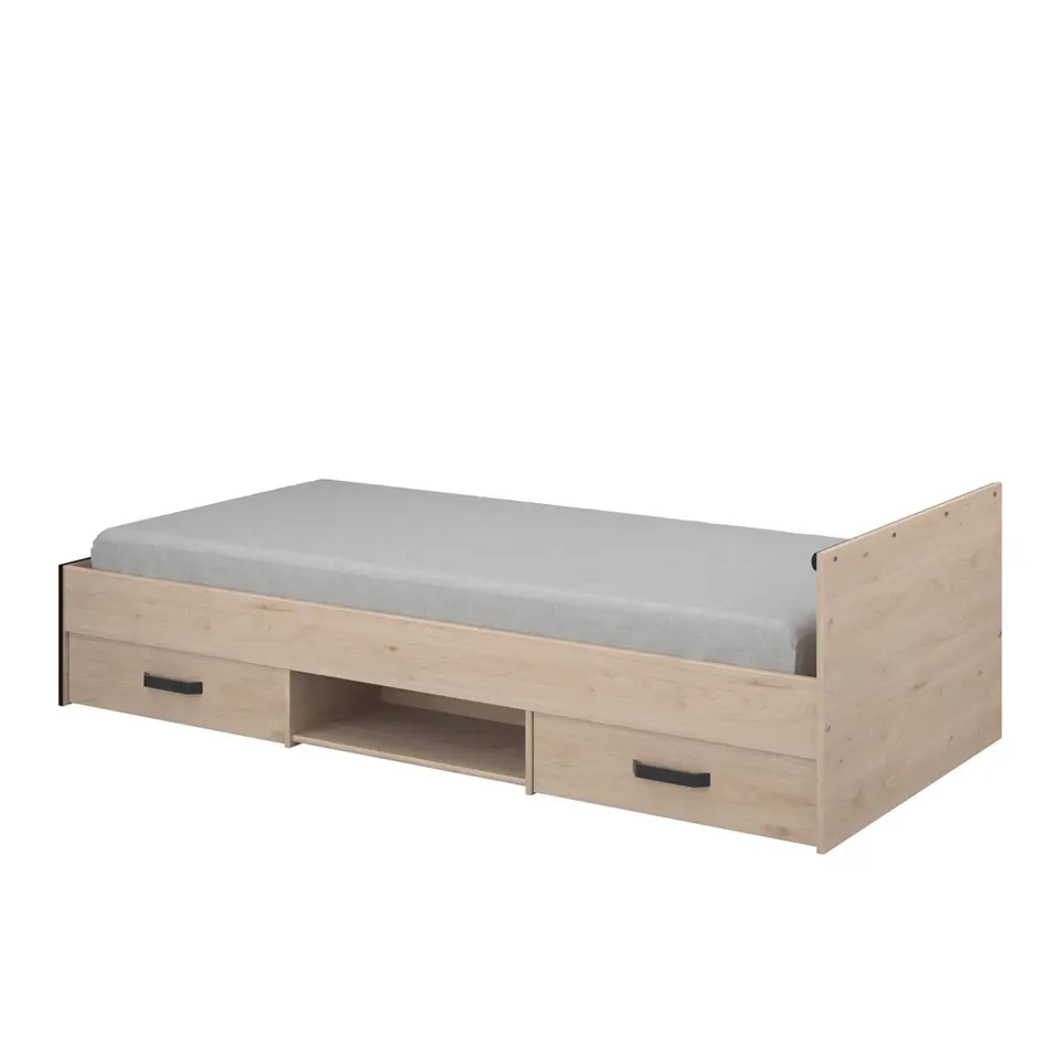Bed Natan incl. lades - eiken/zwart - 90x200 cm