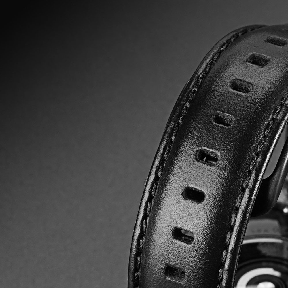 Samsung Galaxy Watch 3 (45mm) Echtleder Armband 20mm (Gelenkumfang: 170-220mm) - Schwarz