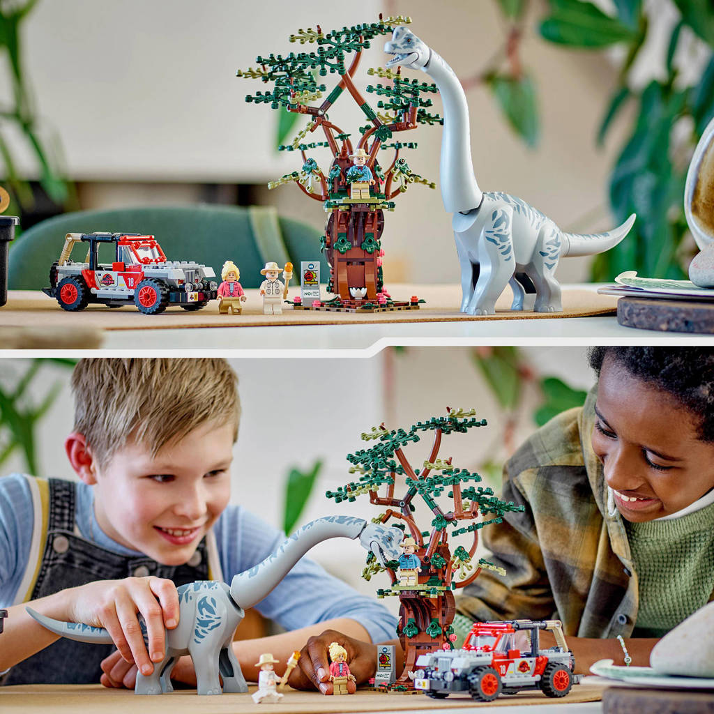EindelijkBrachiosaurus ontdekking met Groot Dinosaurus Figuur en Jeep Auto 76960