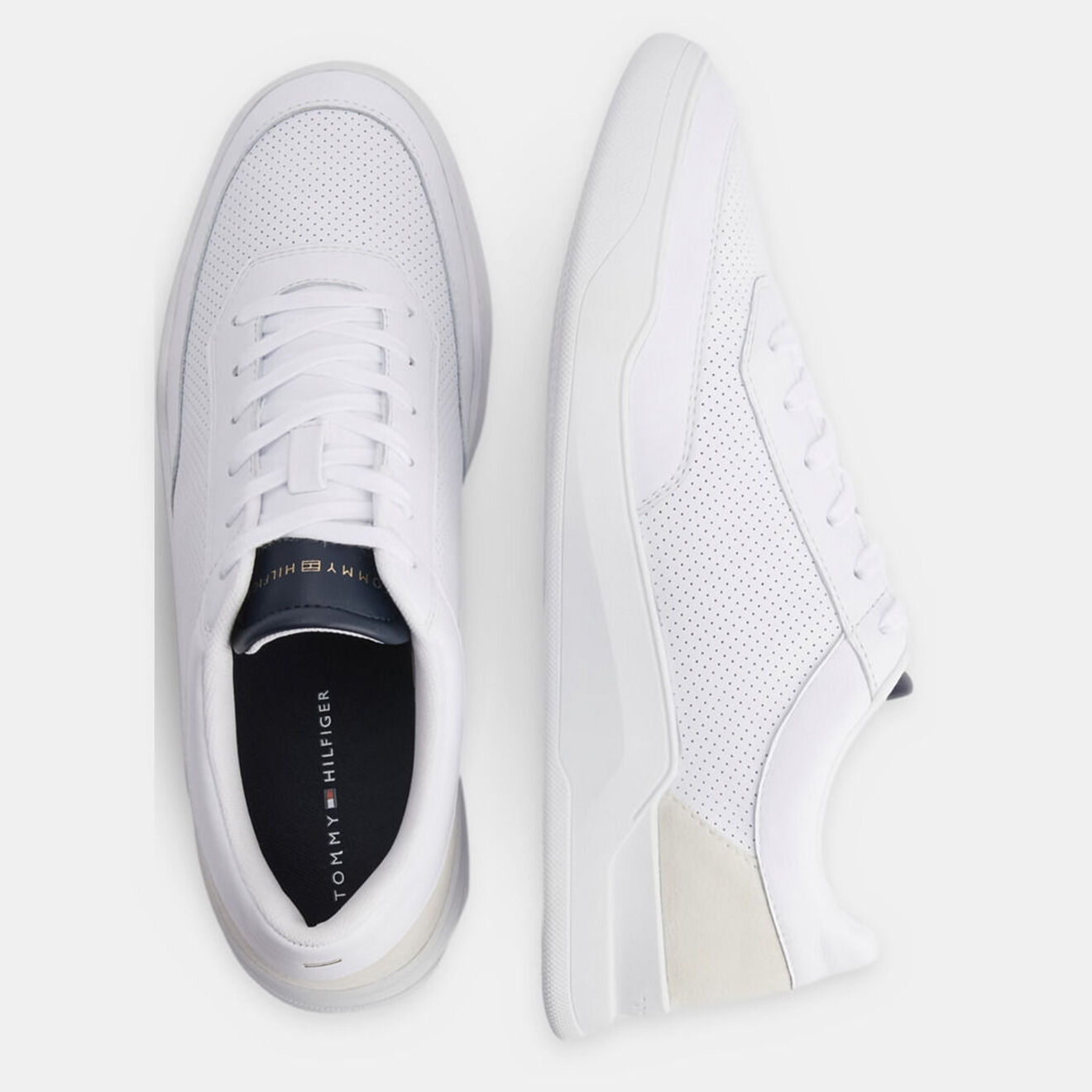 Tommy Hilfiger Baskets en Cuir Elevated Cups Perf blanches