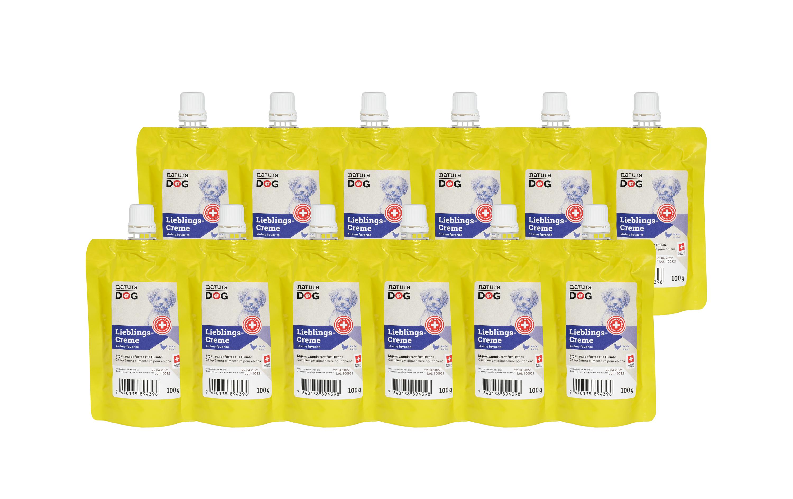 Lieblingscreme Poulet Multipack, 12 x 100 gCremiger Hundesnack mit Poulet aus der Schweiz