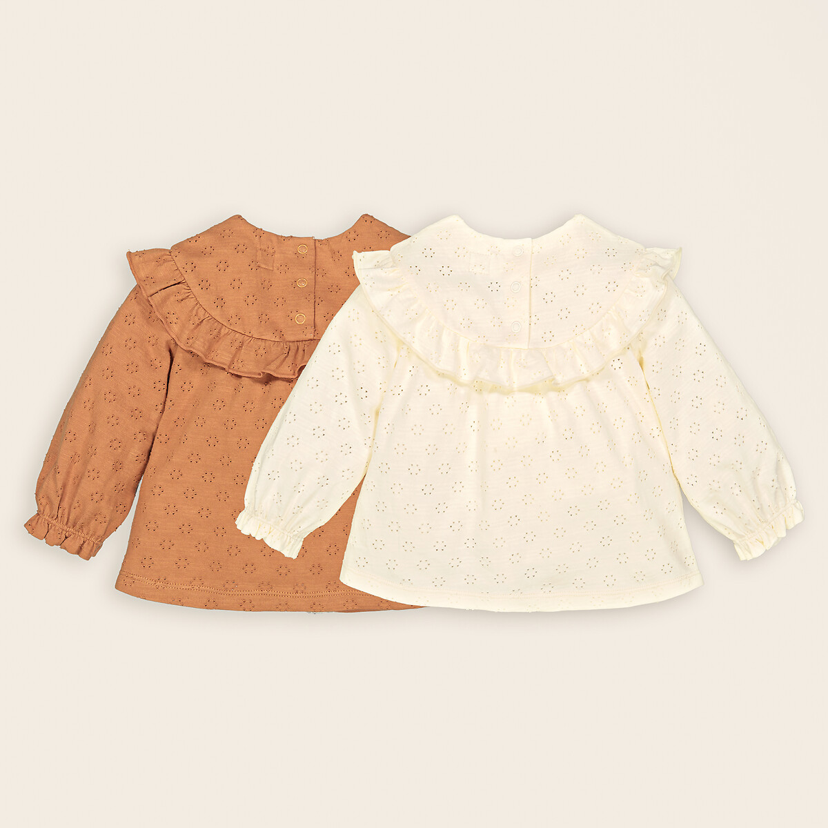 COLEÇÃO LA REDOUTE<br>Conjunto de 2 camisetas de manga comprida com babado